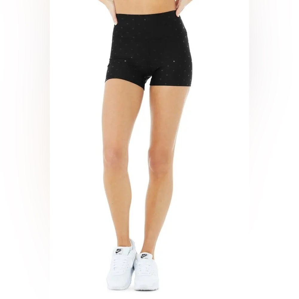 ALO YOGA | ✨NEW✨ 3" Airlift High-Waist Polka Dot Short in Black/Black Shine
